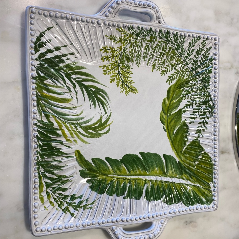 Vietri Incanto Stone Tropical Handled Square Platter